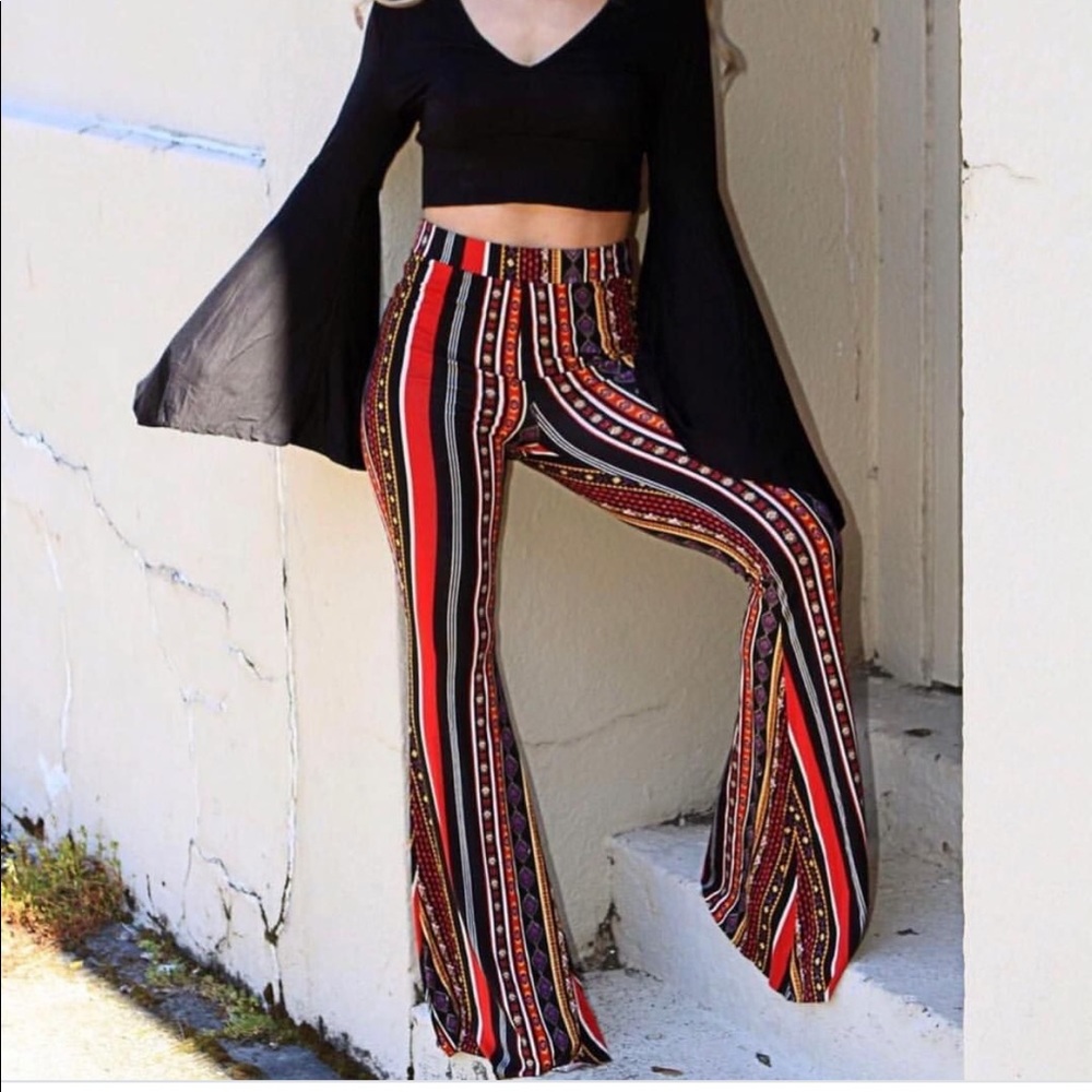 Aztec print super flare pants